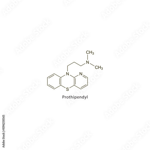 Prothipendyl flat skeletal molecular structure Sedative drug used in Insomnia treatment. Vector illustration scientific diagram.