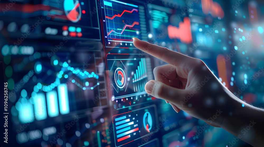 Data-driven decision analysis person interacting Data-driven decision analysis person interacting