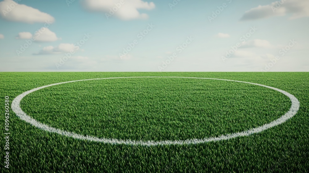 Fototapeta premium Soccer field action open grassland sports landscape sunny environment wide viewpoint