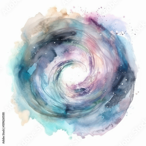 abstract watercolour representation of a galaxy in swirling pastel colours
