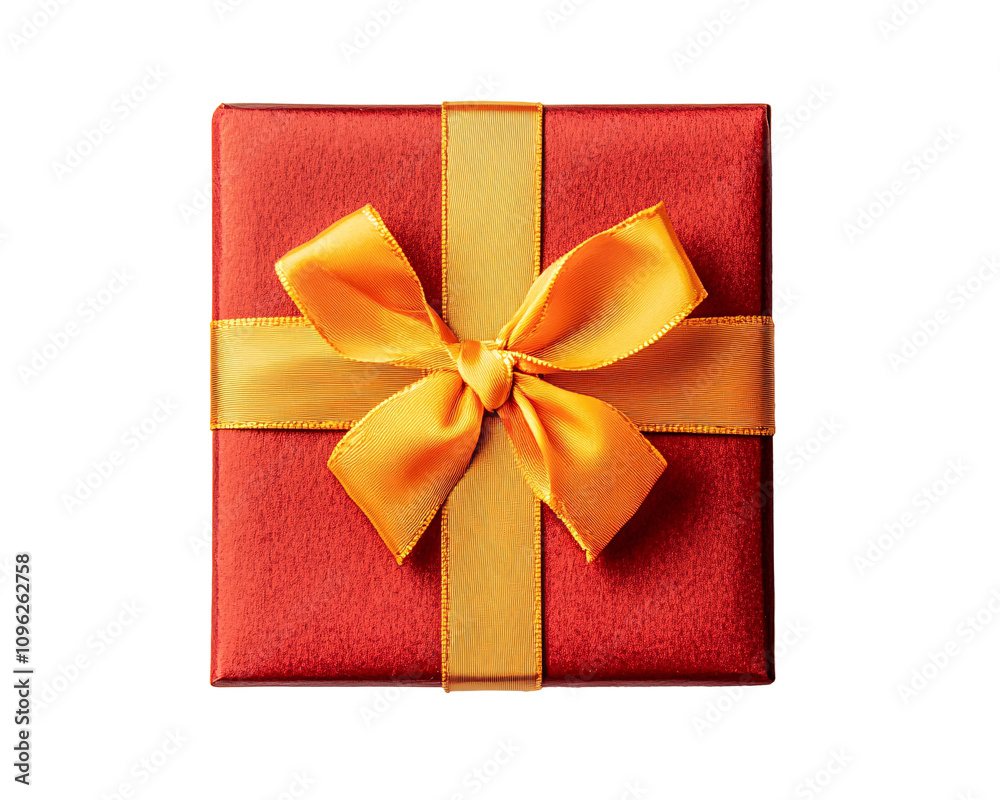 a red box with a yellow bow a red box with a yellow bow
