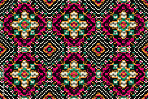 Knitted seamless pattern vector illustration