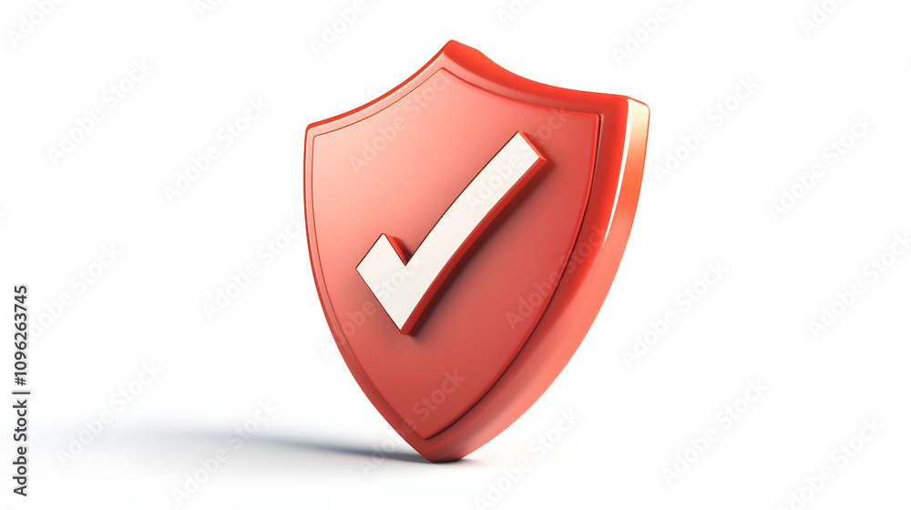 
cartoon 3d Icon safety shield check mark perspective . . 3d vector illustration. white background