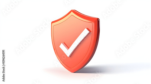  cartoon 3d Icon safety shield check mark perspective . . 3d vector illustration. white background