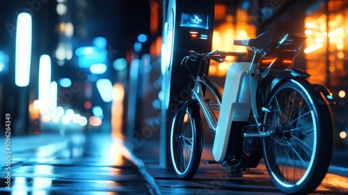 Wallpaper Mural Electric Bicycle Charging Station at Night Torontodigital.ca