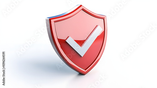  cartoon 3d Icon safety shield check mark perspective . . 3d vector illustration. white background