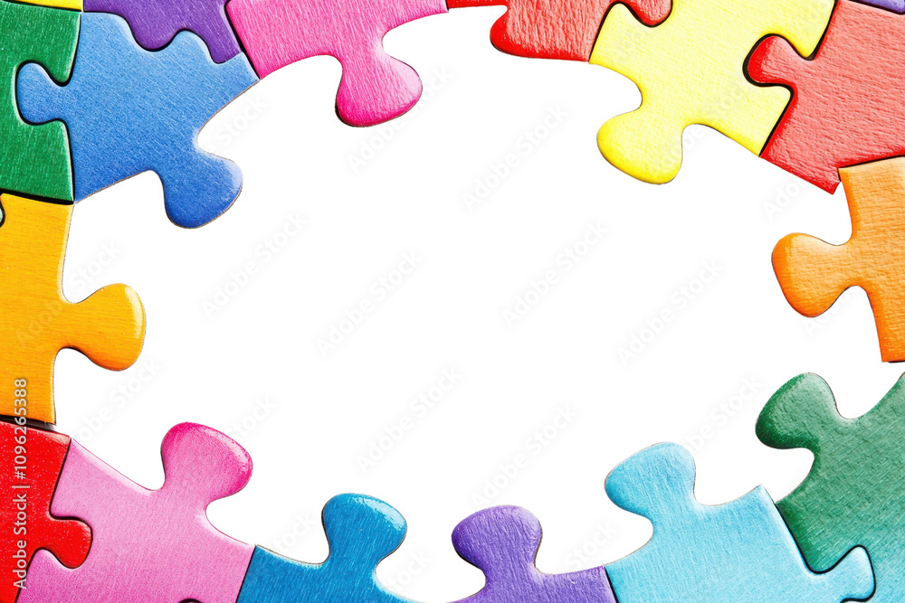 A colorful jigsaw puzzle with a missing piece in the center, showcasing vibrant hues surrounding a blank space. A colorful jigsaw puzzle with a missing piece in the center, showcasing vibrant hues surrounding a blank space.