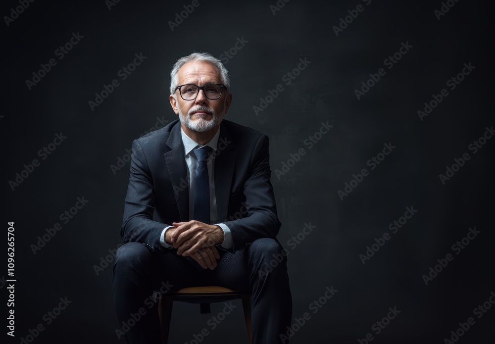 Fototapeta premium Formal Professional Sitting in a Dark Setting