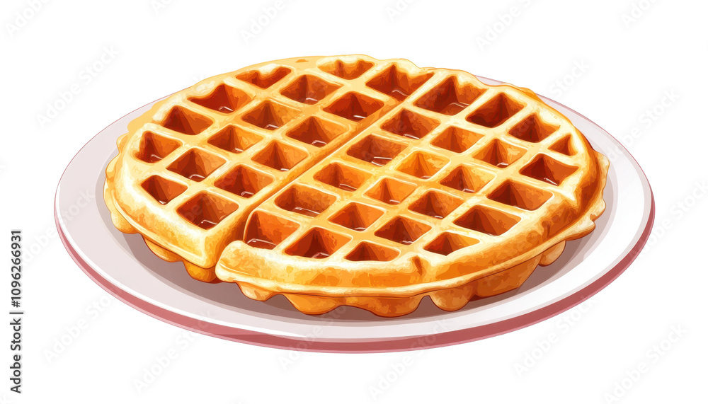 Belgian waffles on a plate isolated on a transparent background. Belgian waffles on a plate isolated on a transparent background.