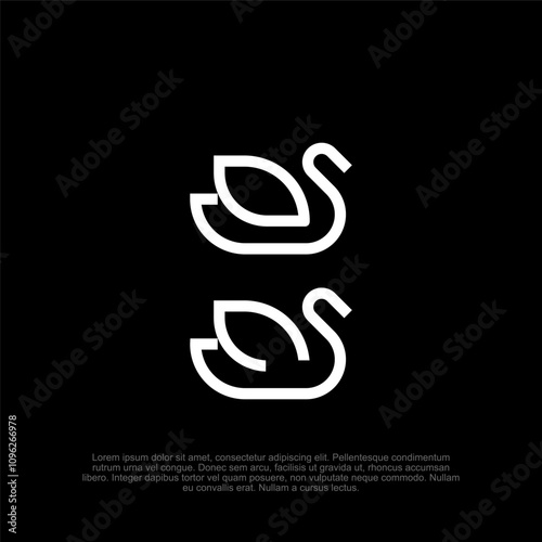 luxury simple and abstract swan goose duck logo outline line art icon line outline elegant flamingo monoline vector illustration photo