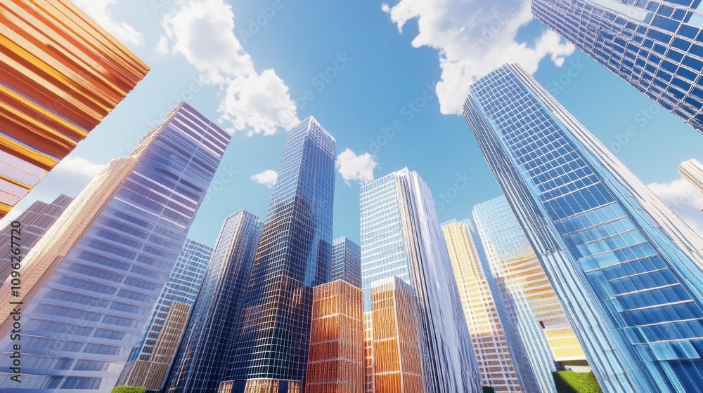 Fototapeta premium Modern Cityscape Skyscrapers