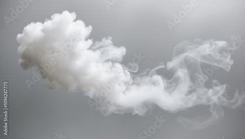 billowing white smoke on light gray background thick misty appearance vertical format.