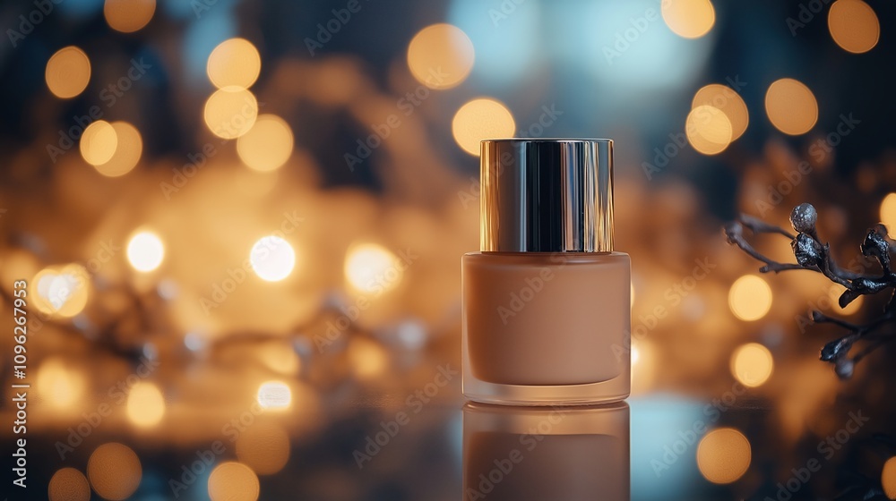 Elegant Foundation Bottle with Glowing Background Elegant Foundation Bottle with Glowing Background