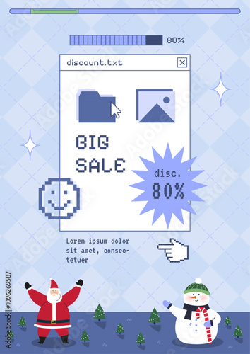 Cute 90s retro y2k winter and Christmas background for sale and discount promotion photo