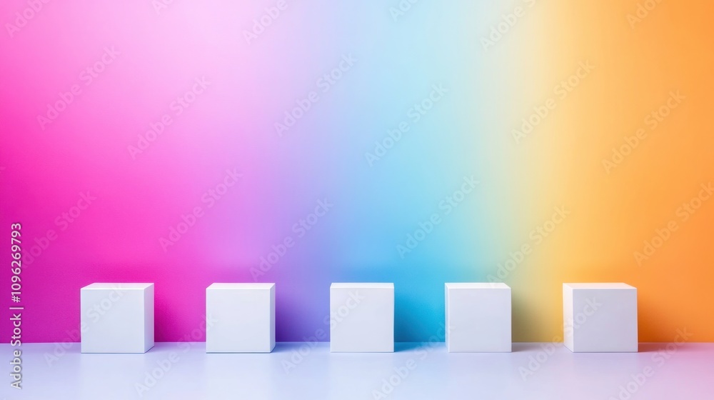 Creative abstract colorful background with block elements in studio environment