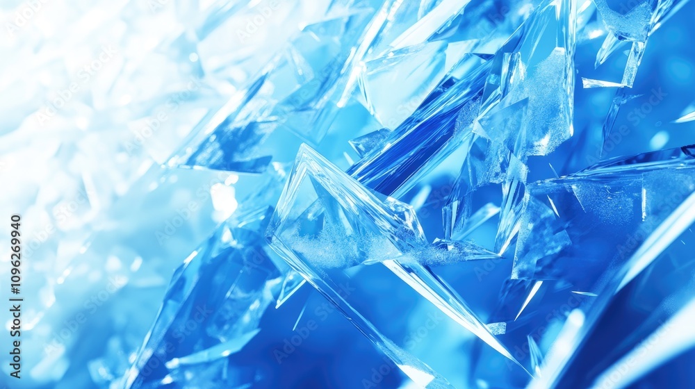 Close-up of fragmented blue ice shards showcasing intricate textures and colors in a winter nature setting, highlighting the beauty of river ice formations. Close-up of fragmented blue ice shards showcasing intricate textures and colors in a winter nature setting, highlighting the beauty of river ice formations.