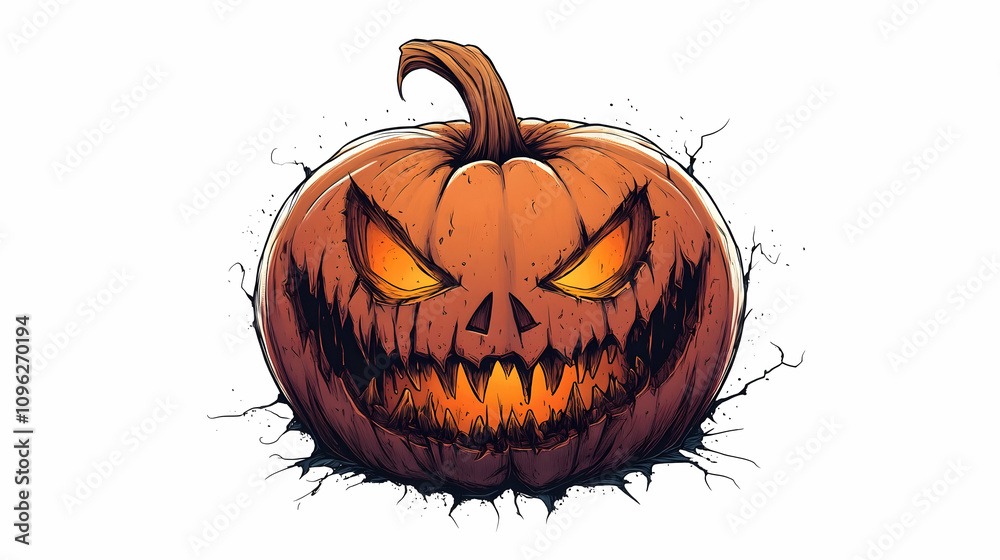 Sinister Jack-o-lantern with a scary grin on white background for Halloween Sinister Jack-o-lantern with a scary grin on white background for Halloween