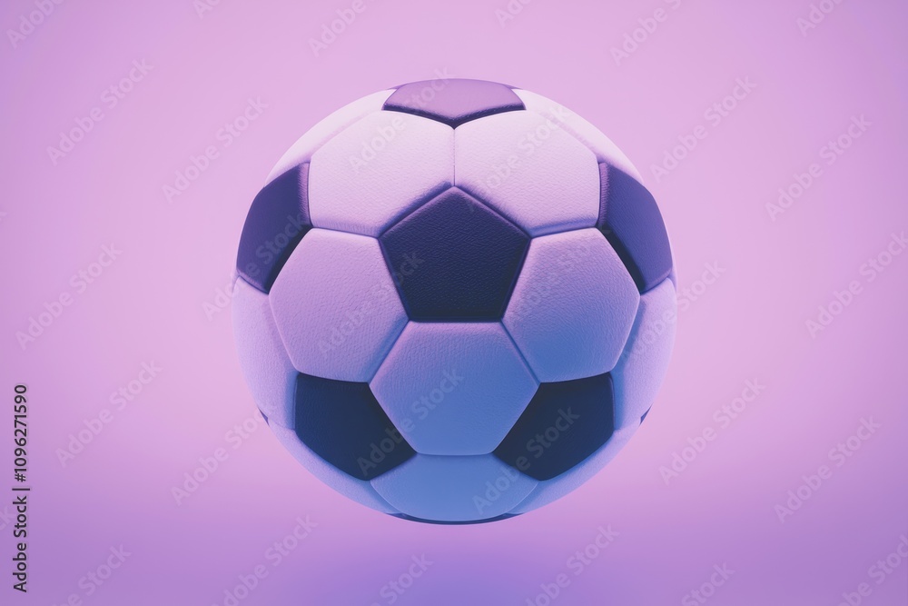 A 3D rendered image of a soccer ball  isolated on a purple background