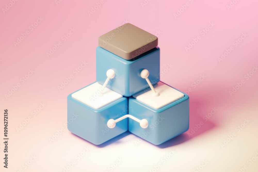 Pastel blue interconnected cubes in modern minimalist design.
