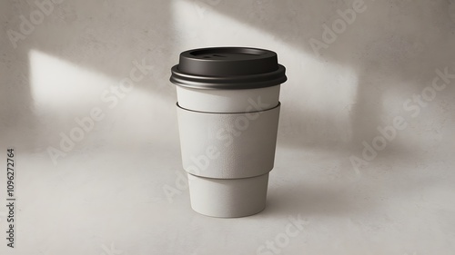 One coffee cup mockup on sunlight