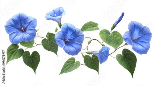 Delicate Blue Flowers and Lush Leaves