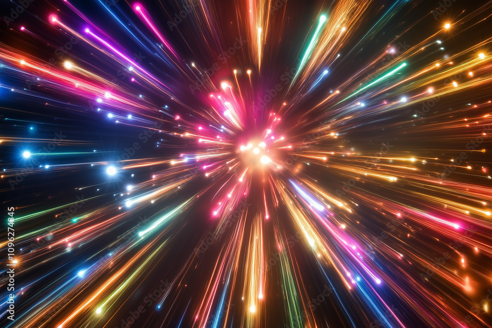 Bright multi colored flashes illuminate the night sky
Bright multi colored flashes illuminate the night sky