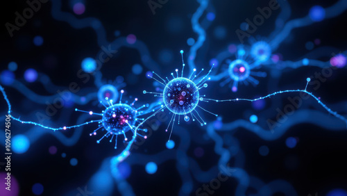 "Neon molecular illustration showcasing unique identifiers in a futuristic style"