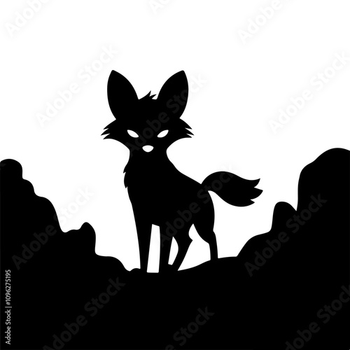 fox silhouette, on white background, isolated, vector