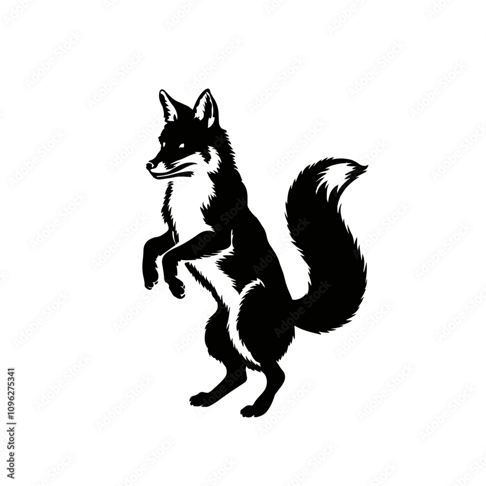 Obraz premium fox silhouette, on white background, isolated, vector