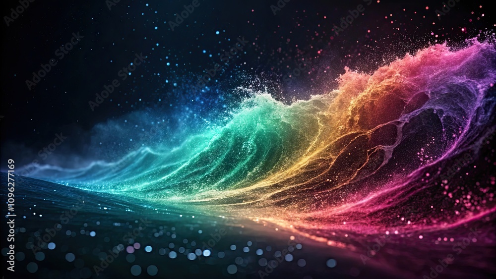 Abstract background of colorful particle waves, particles, waves, abstract, background, vibrant, energy, dynamic, motion Abstract background of colorful particle waves, particles, waves, abstract, background, vibrant, energy, dynamic, motion