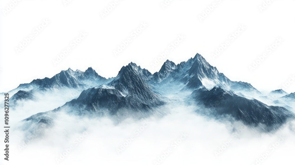 Majestic Mountain Range Pierced by Clouds Majestic Mountain Range Pierced by Clouds