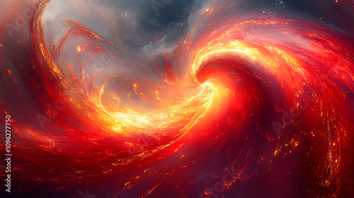 Fiery vortex with dynamic flames in cosmic swirl