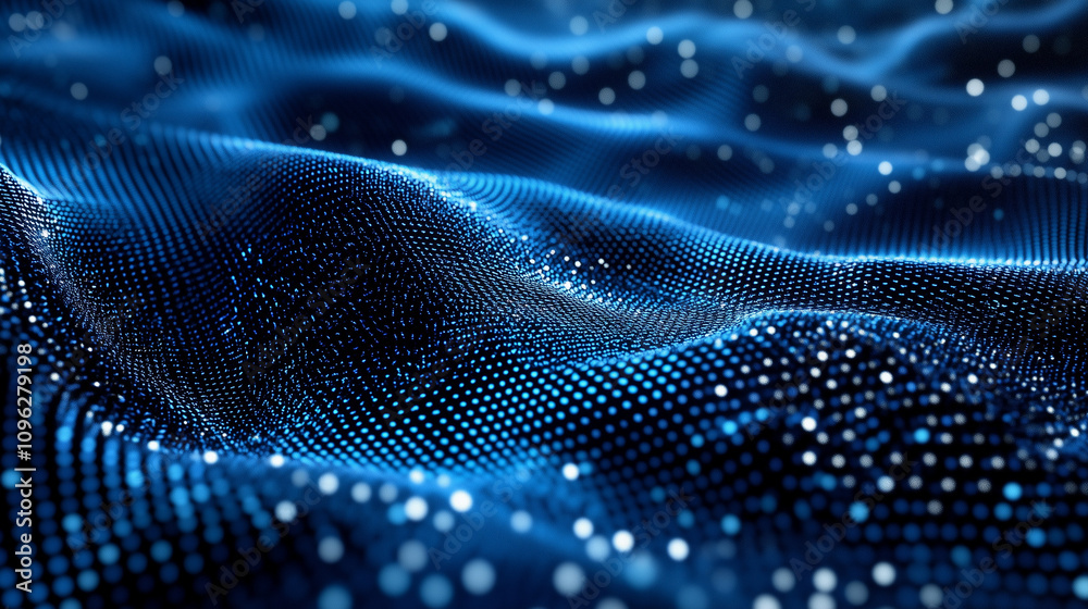 Futuristic blue light particles creating abstract digital waves. Background of digital waves artificial intelligence Futuristic blue light particles creating abstract digital waves. Background of digital waves artificial intelligence