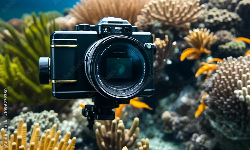 Underwater camera in the sea.