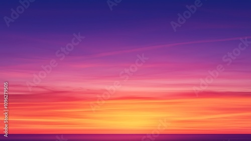 Breathtaking Sunset Over Tranquil Ocean Waters with Vibrant Colors of Pink, Purple, and Orange Creating a Serene Evening Skyscape of Natural Beauty