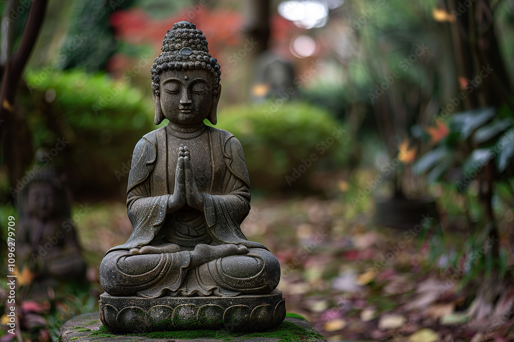 Beautiful greeting card with ancient statue great Buddha to bright holiday composition Beautiful greeting card with ancient statue great Buddha to bright holiday composition