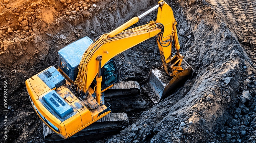 Excavator at Construction Site Excavator at Construction Site