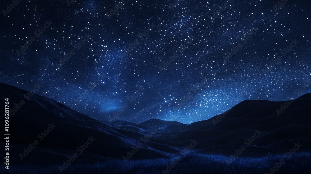A starry night sky with mountains in the background A starry night sky with mountains in the background