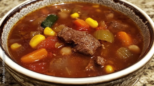 Hearty Goulash Soup with Tender Beef, Colorful Vegetables, and Rich Broth Perfect for Comfort Food Enthusiasts