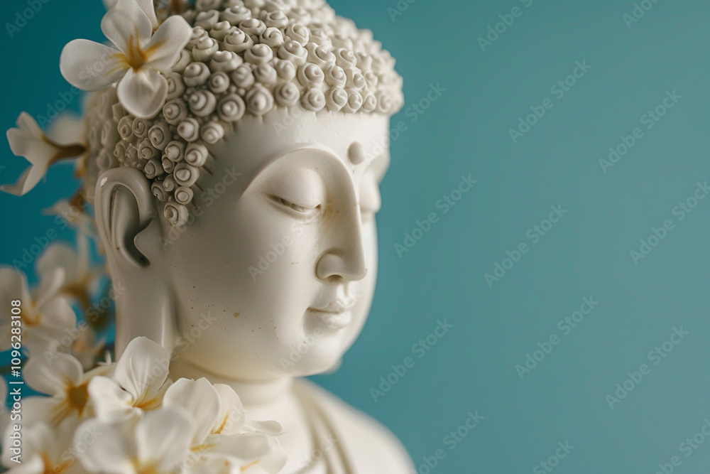 Greeting card with ancient statue great Buddha on holiday composition Greeting card with ancient statue great Buddha on holiday composition