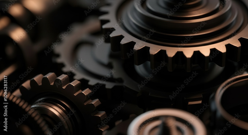 Close-up of intricate metal gears in machinery Close-up of intricate metal gears in machinery