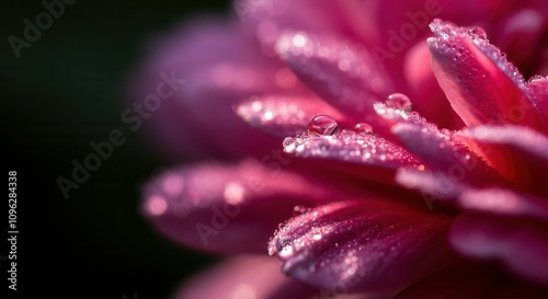 Dew-kissed petals in morning light, tranquil floral close-up