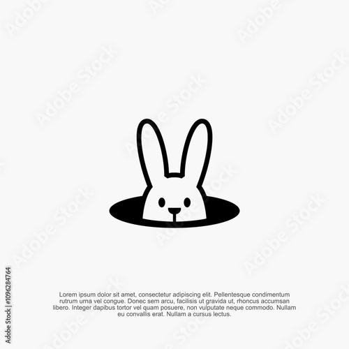 Rabbit or Bunny vector logo animal icon design. Cute cartoon rabbit or bunny hole illustration.