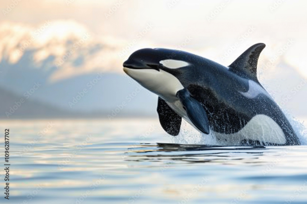 Fototapeta premium Fantastically beautiful majestic huge whale in deep ocean