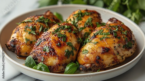 roasted chicken breasts on plates 