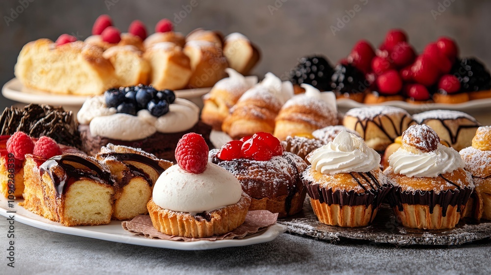 Delicious dessert platter featuring cupcakes and pastries home kitchen food photography cozy setting close-up indulgence Delicious dessert platter featuring cupcakes and pastries home kitchen food photography cozy setting close-up indulgence