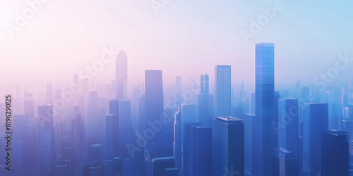 Modern Skyline with High-Rise Office Buildings under Blue Sky