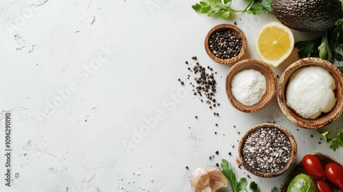 Wallpaper Mural Nutritious Keto Ingredients Displayed with Fresh Avocado, Lemon, Herbs, and Fiber-Rich Foods Ready for Low Carb Diet Planning Torontodigital.ca