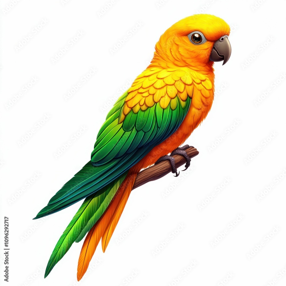 Vibrant Tropical Parrot Perched on Branch Vibrant Tropical Parrot Perched on Branch