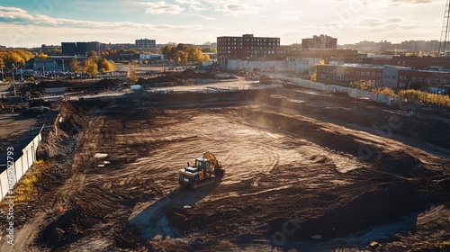 Aerial View of Construction Site Clearing Process